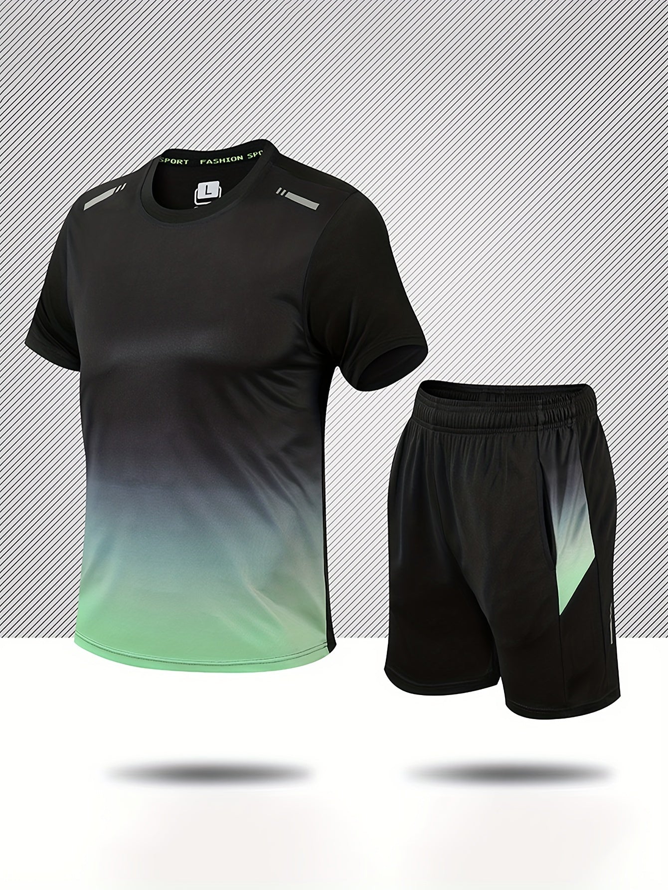 12pcs Men's Gradient Short Sleeved Shorts Set, Gifts, Halloween Gifts, Christmas Gifts, Summer Casual Sports Quick Drying Set, Suitable for Basketball, Running, Fitness And Outdoor Activities, Suitable for Multiple Scenarios