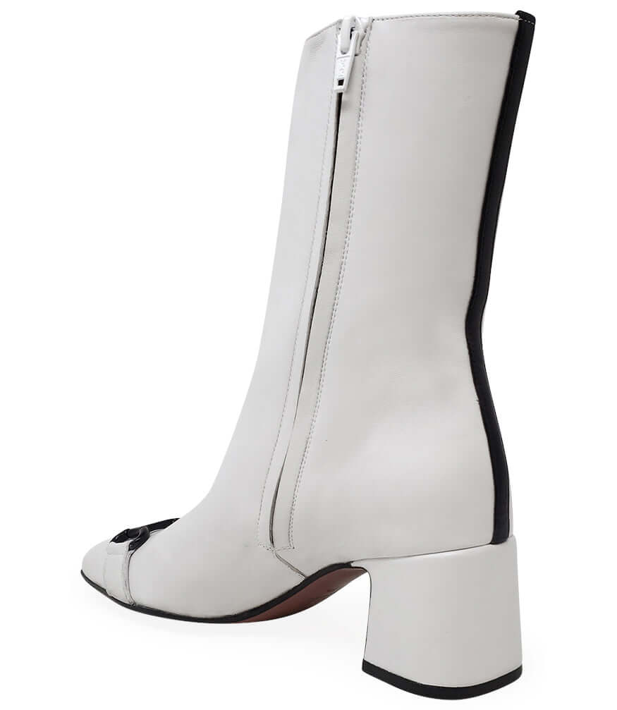 White Leather Back Stripe Boot