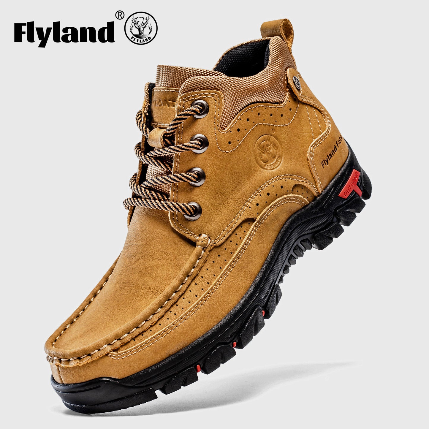 1pair FLYLAND Vintage Genuine Faux Leather Men'S Chukka Boots - Casual Polka Dot Ankle Booties with Rubber Sole for Work, Office, and Daily Wear