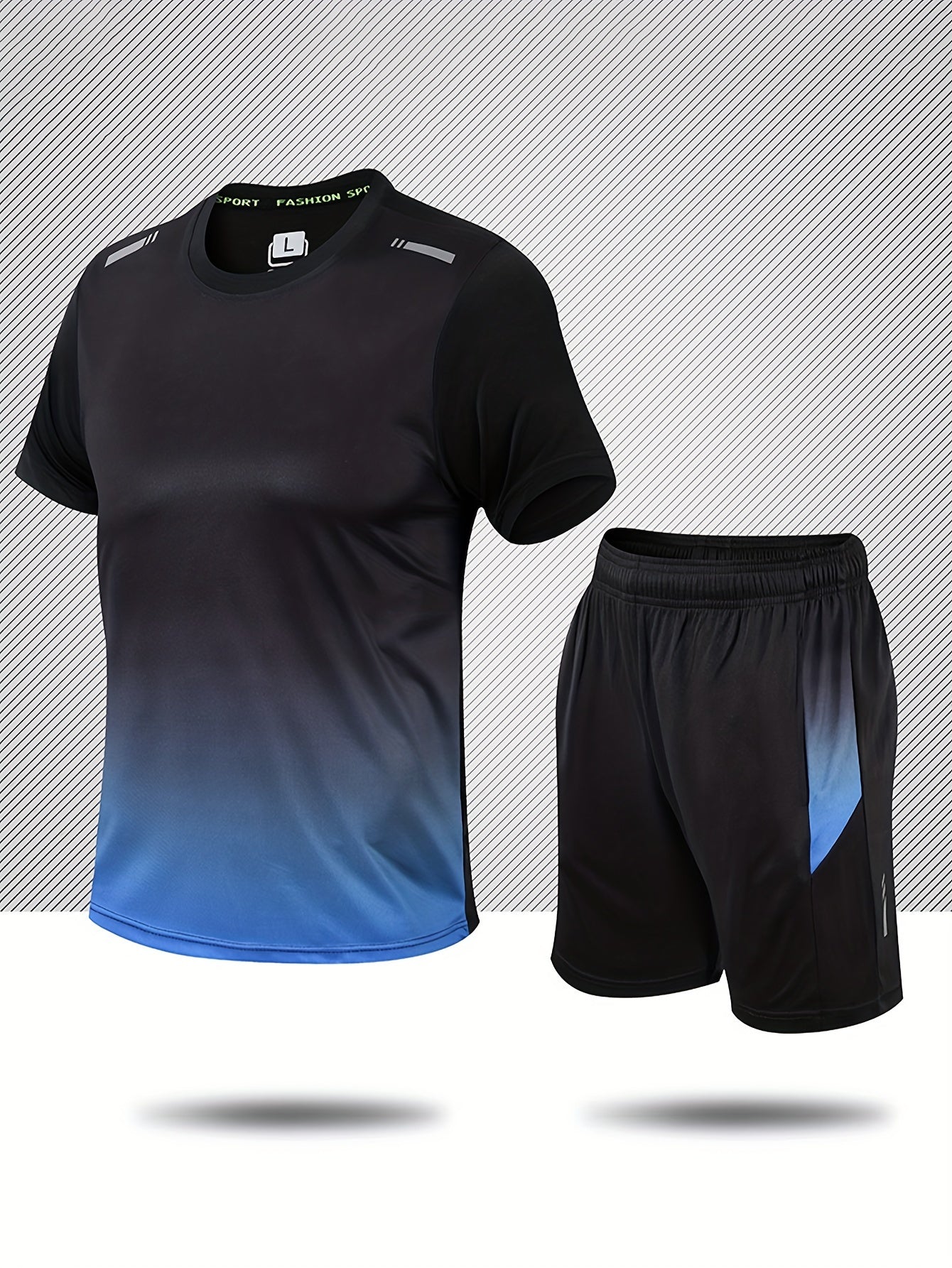 12pcs Men's Gradient Short Sleeved Shorts Set, Gifts, Halloween Gifts, Christmas Gifts, Summer Casual Sports Quick Drying Set, Suitable for Basketball, Running, Fitness And Outdoor Activities, Suitable for Multiple Scenarios
