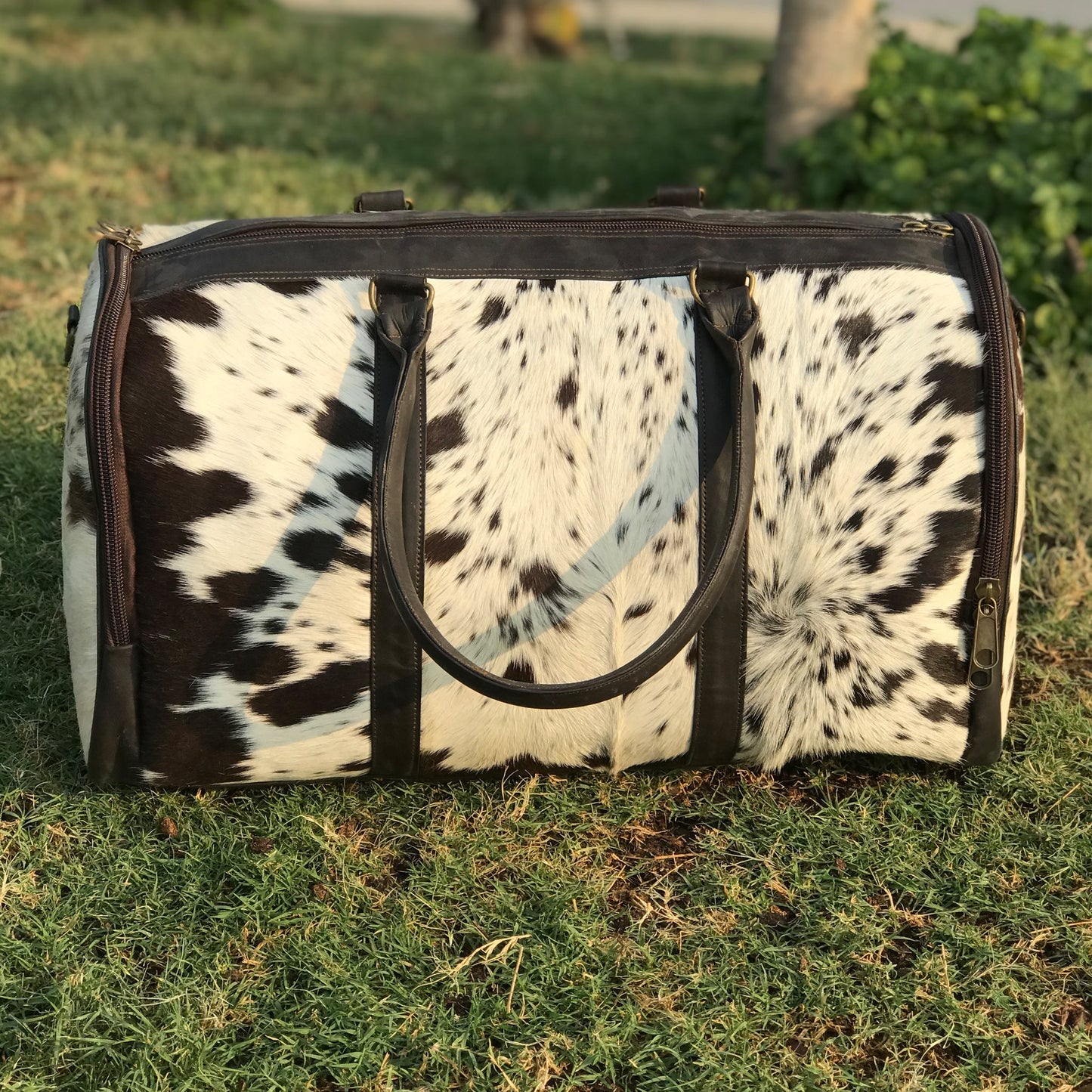 Medium Cowhide Duffel Bag, Genuine Leather Travel Luggage, Perfect Gift for Him or Her