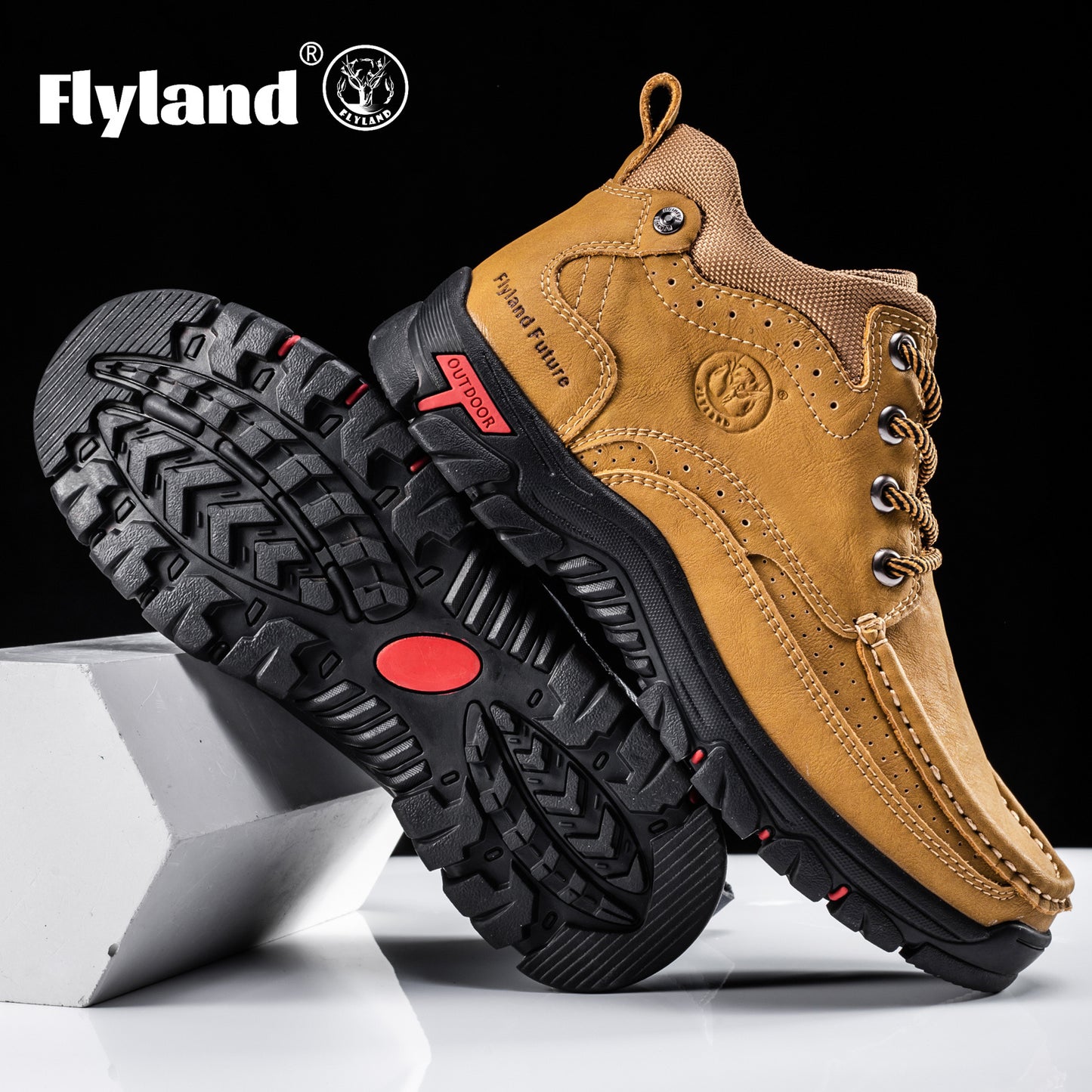 1pair FLYLAND Vintage Genuine Faux Leather Men'S Chukka Boots - Casual Polka Dot Ankle Booties with Rubber Sole for Work, Office, and Daily Wear