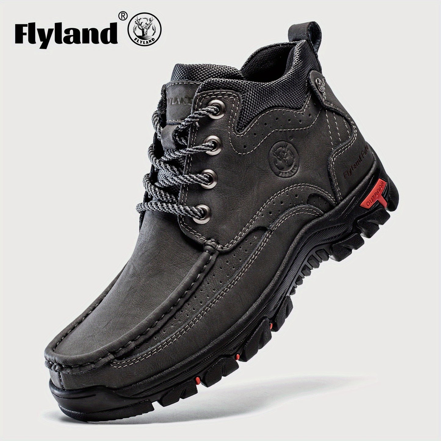 1pair FLYLAND Vintage Genuine Faux Leather Men'S Chukka Boots - Casual Polka Dot Ankle Booties with Rubber Sole for Work, Office, and Daily Wear
