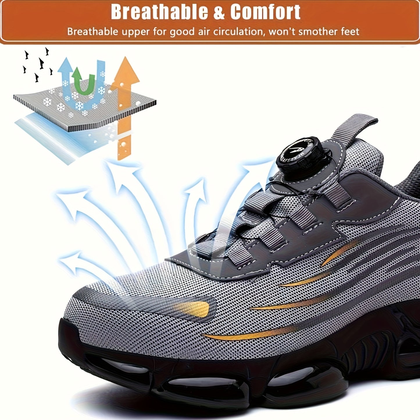 Job Site Work Shoes Men'S Puncture Proof Comfort Cushion Anti Slip Industrial