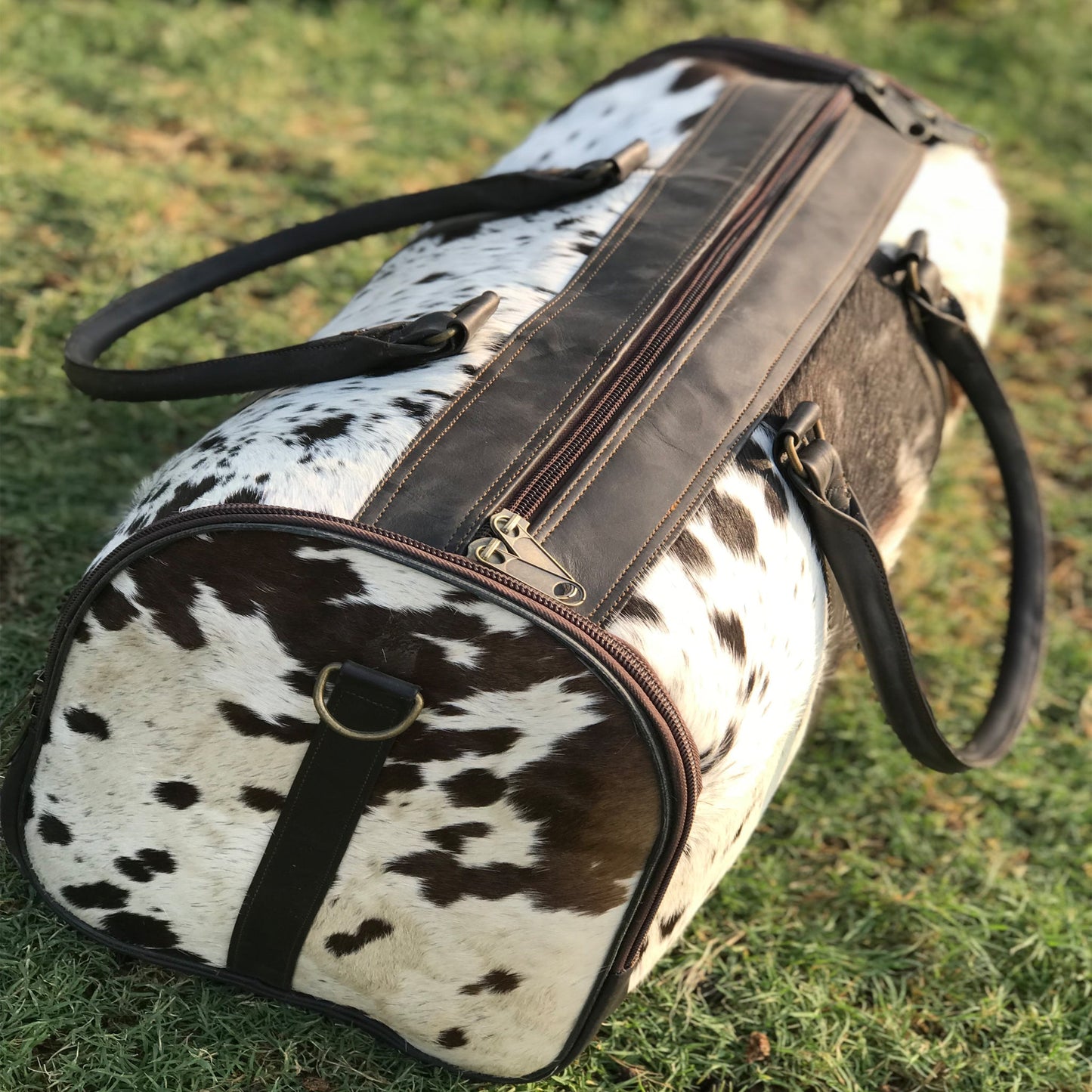 Medium Cowhide Duffel Bag, Genuine Leather Travel Luggage, Perfect Gift for Him or Her