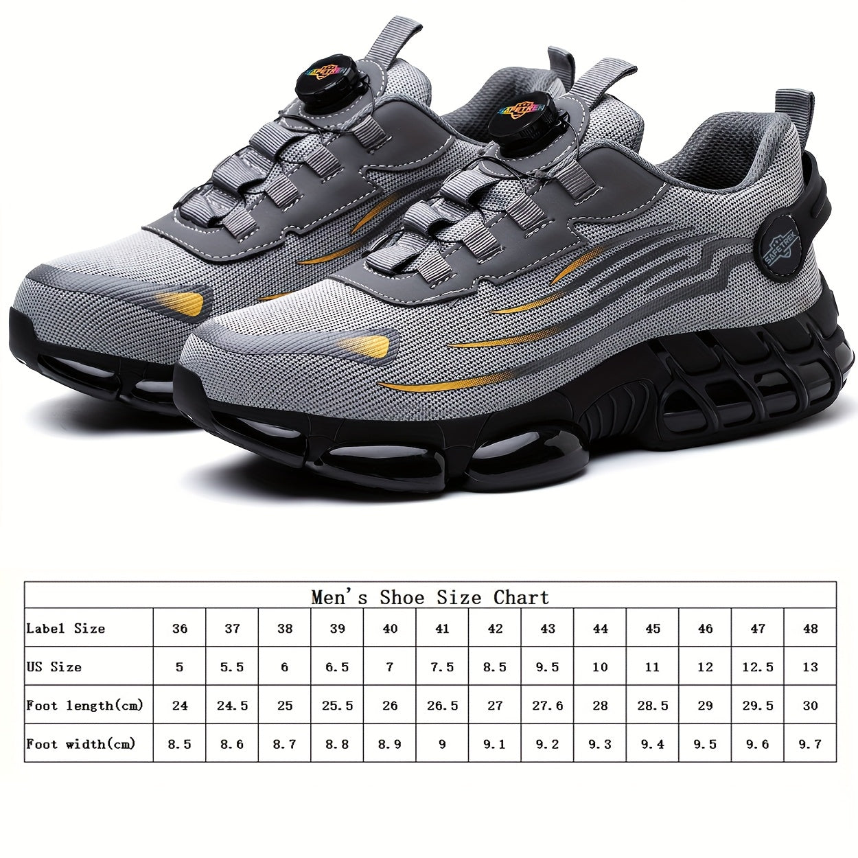 Men Steel Toe Work Shoes - Anti-Puncture, Non-Slip Sole, Rotating Buckle Design, Lightweight PU Breathable Safety Sneakers For Daily Use In Spring & Summer Halloween