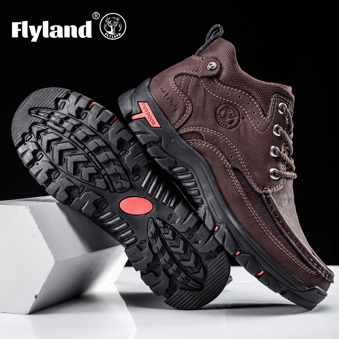 1pair FLYLAND Vintage Genuine Faux Leather Men'S Chukka Boots - Casual Polka Dot Ankle Booties with Rubber Sole for Work, Office, and Daily Wear