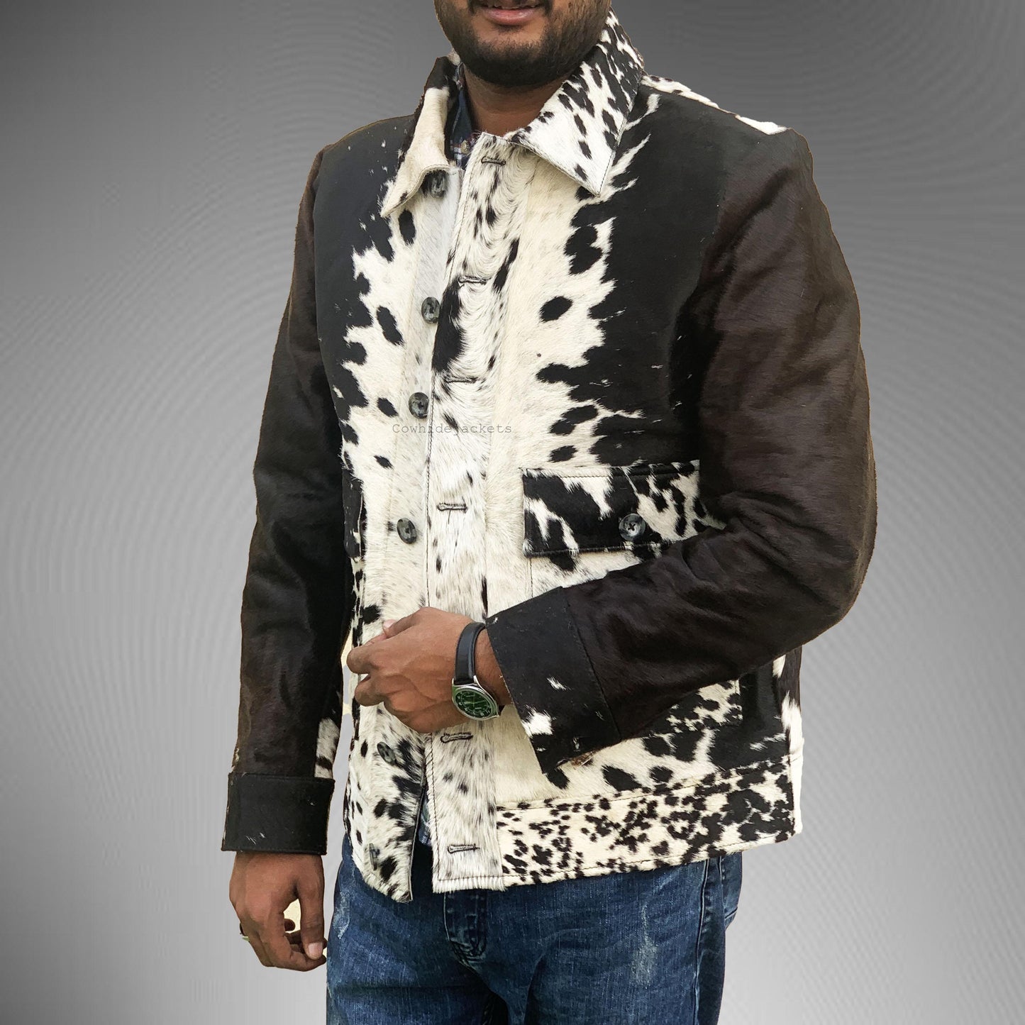 Men's Hair-On Cow Print Jacket