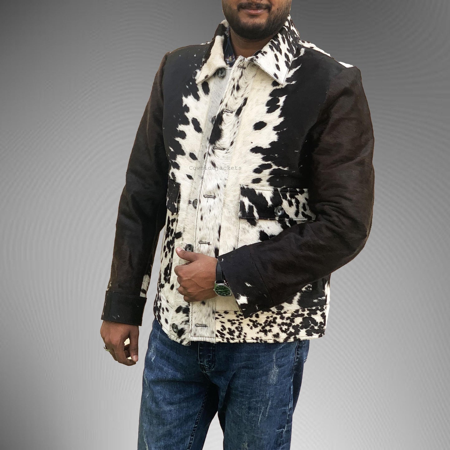 Men's Hair-On Cow Print Jacket