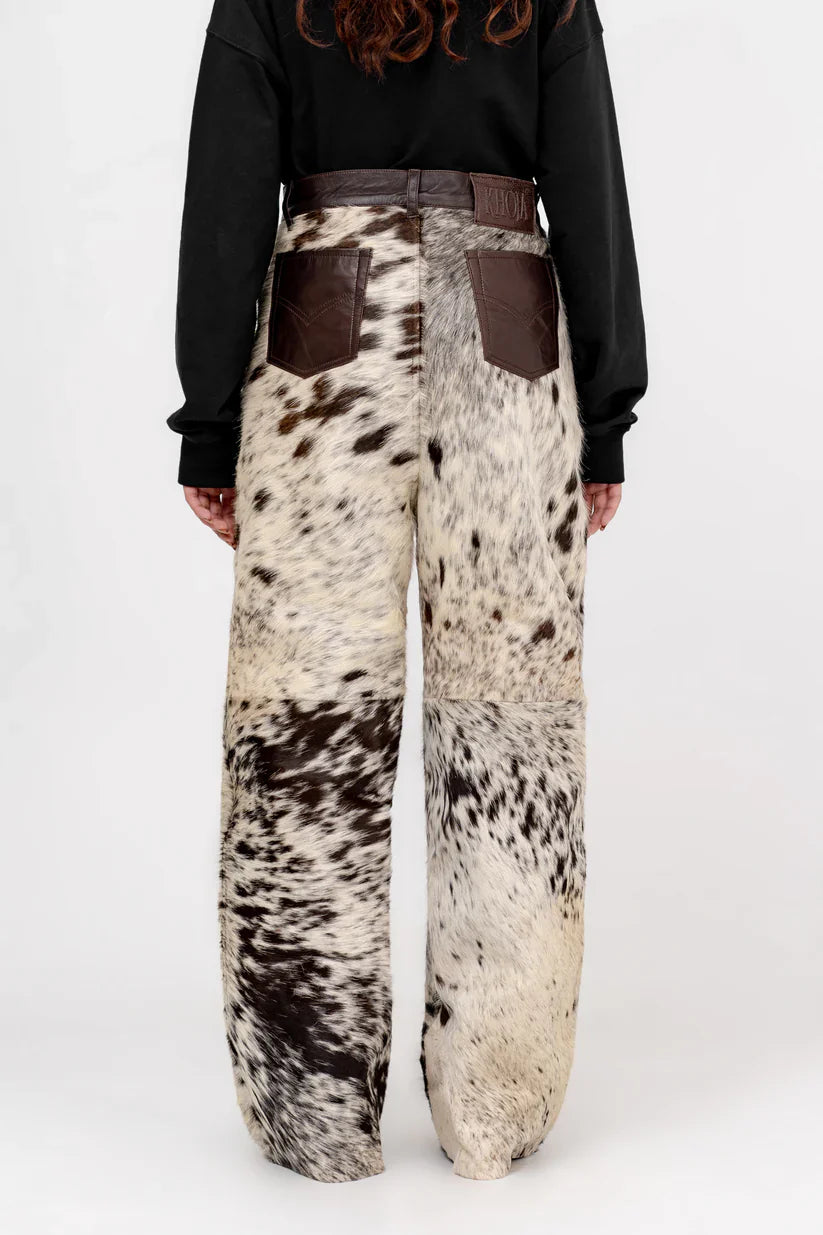 Hair-On Cowhide Pants – Premium Pony Hair Cow Print Unisex