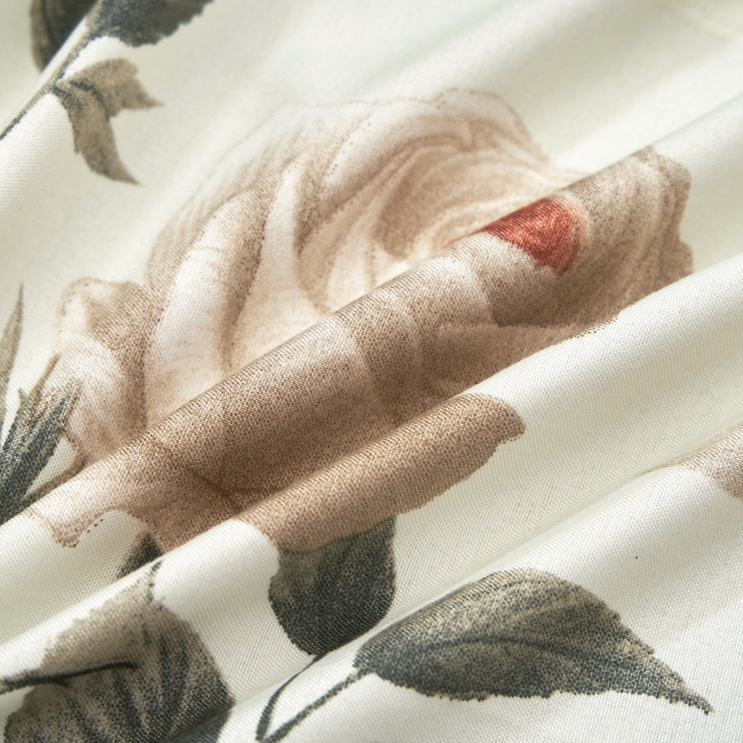 DaDa Bedding Collection Enchanted Meadow Semi-Sheer Valance - Floral Elegance in Beige, Rose, and Soft Green, Light Filtering See Through Microfiber, Rod Pocket Design, 18x52 Inches