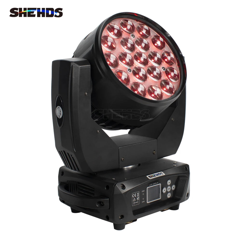 SHEHDS New Upgrade LED Beam+Wash 19x15W / 6x15W RGBW Zoom Lighting DXM for DJ Disco Bar Party Christmas Lights Equipment