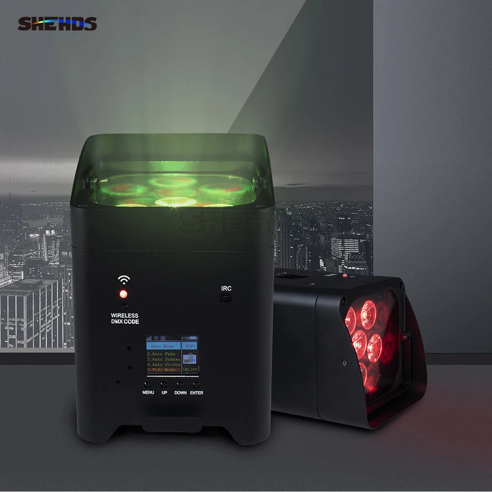 SHEHDS HOT LED 6x18w RGBWA+UV 6in1 Wireless Battery Led Stage Up Par Light for Bar Disco Party Home DJ Professional lighting