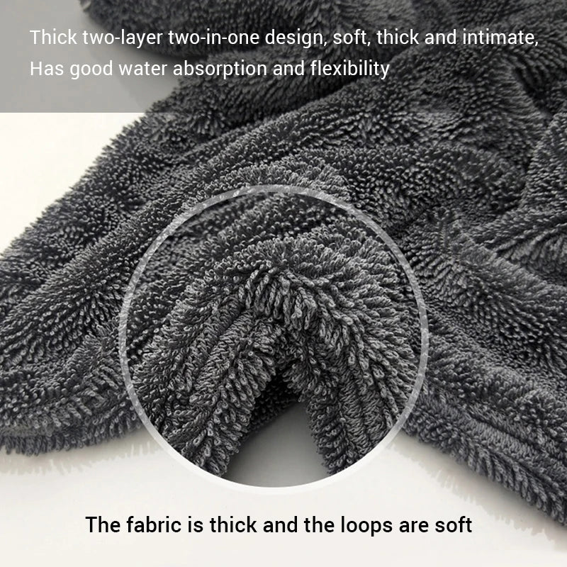 1200GSM/600GSM Microfiber Car Cleaning Towel - Double-Sided Super Absorbent