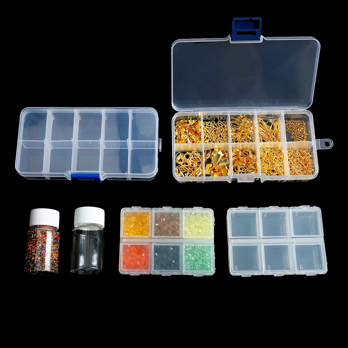 Plastic Jewelry Box Compartment Slot Organizer Storage Beads Container Adjustable Jewelry Storage Box Rectangle Case Display