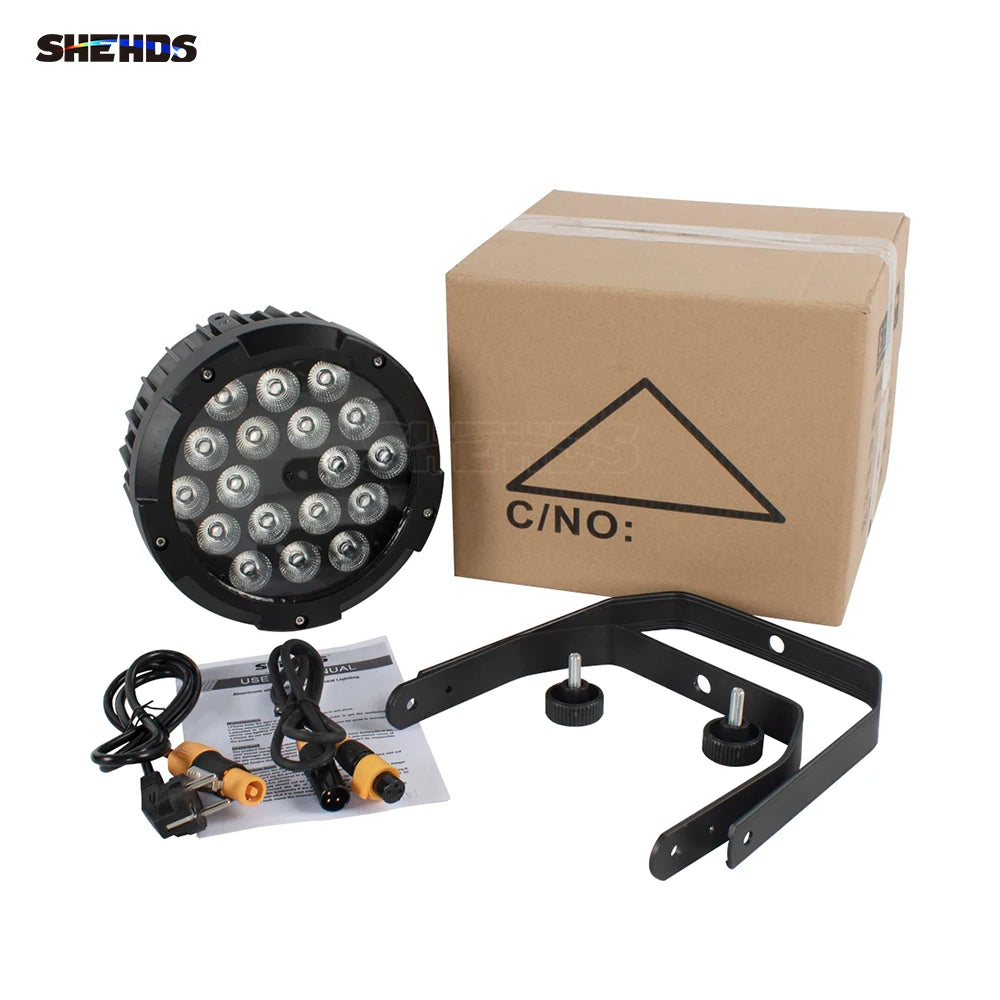 SHEHDS LED Aluminum Waterpoor18x18 And 18x12 Par Lighting RGBWA+UV DMX 6/10 Channles For DJ Disco Stage Light