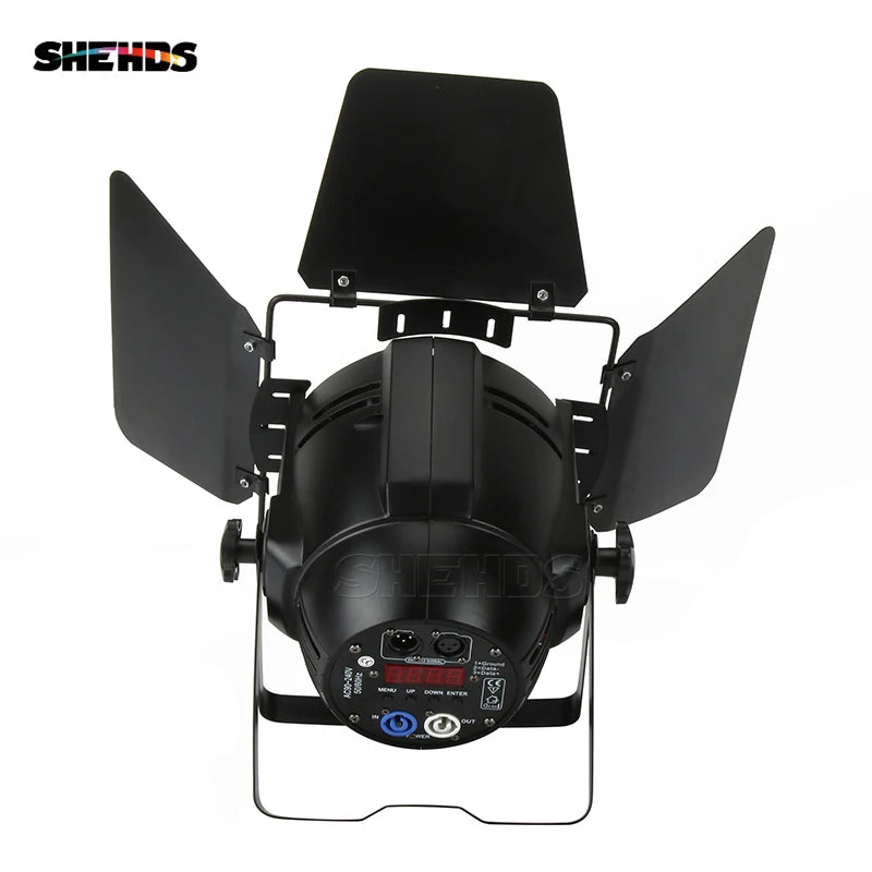 SHEHDS LED Par COB 200W Cool Warm/RGBW+UV 6in1 Light DMX512 LED Lamp Stage Lighting Concert Productions With Barn Doors