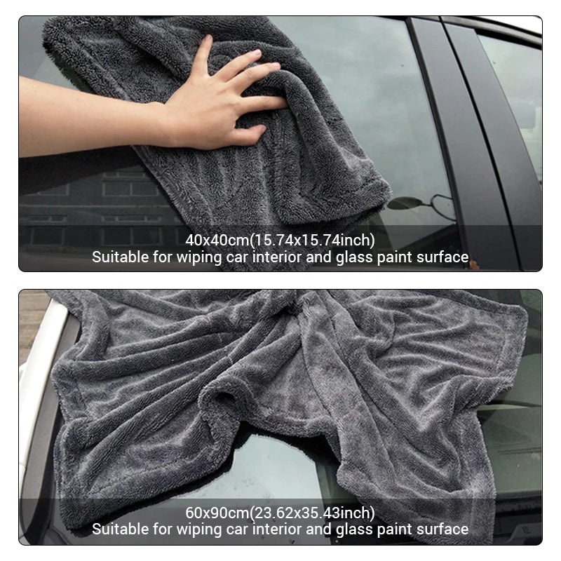 1200GSM/600GSM Microfiber Car Cleaning Towel - Double-Sided Super Absorbent