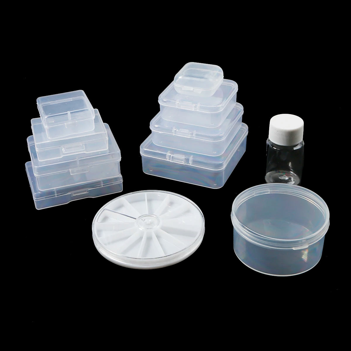 Plastic Jewelry Box Compartment Slot Organizer Storage Beads Container Adjustable Jewelry Storage Box Rectangle Case Display