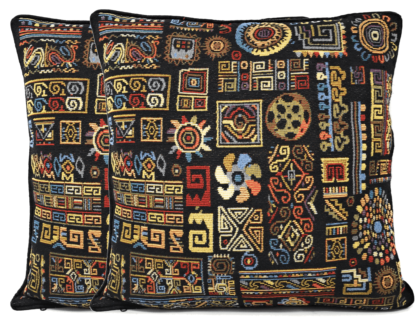 DaDa Bedding Ethnic Ornaments Geometric Black Tapestry Throw Pillow Covers 16" (18118)