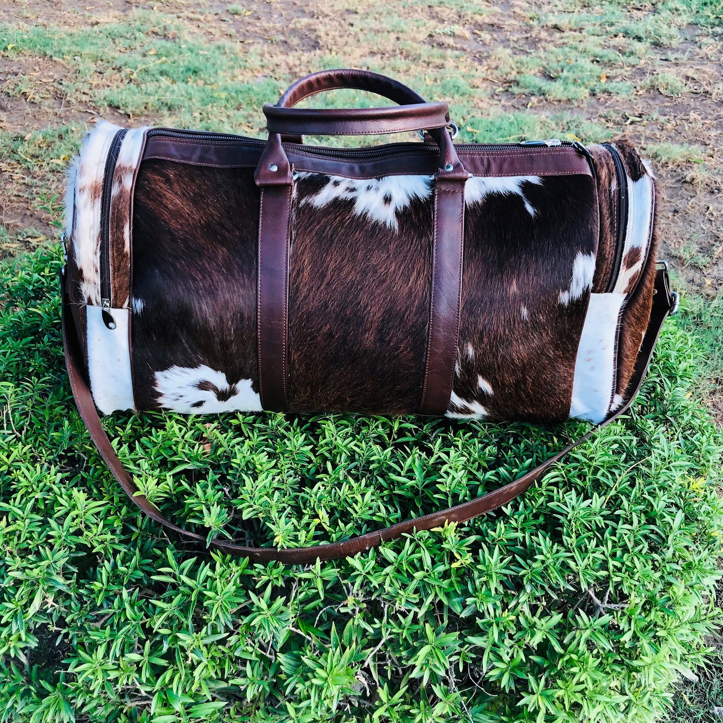Large Cowhide Duffel Bag, Genuine Leather Overnight Travel Tote, Unique Birthday Gift for Him or Her