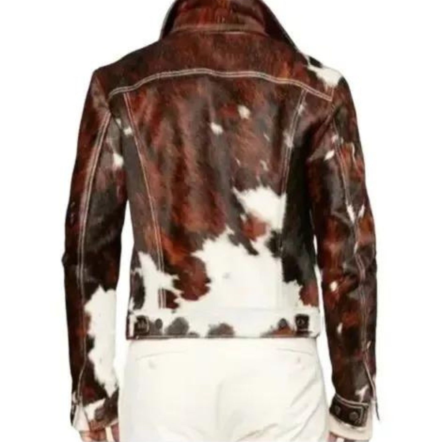 Men's Western Cowhide Jacket – Hair-On Pony Hide with Bold Cow Print