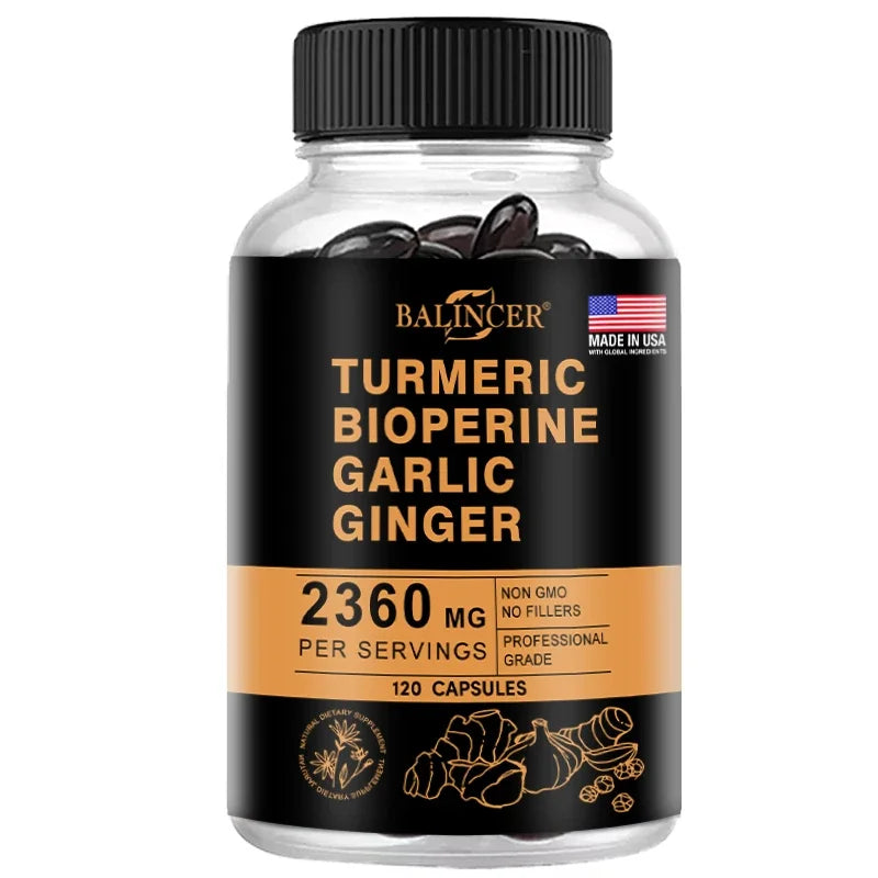 Turmeric Ginger Supplement with Piperine 2360 Mg with Garlic Comfort Digestive & Immune Nutrient Supplement Calcium Gluten Free
