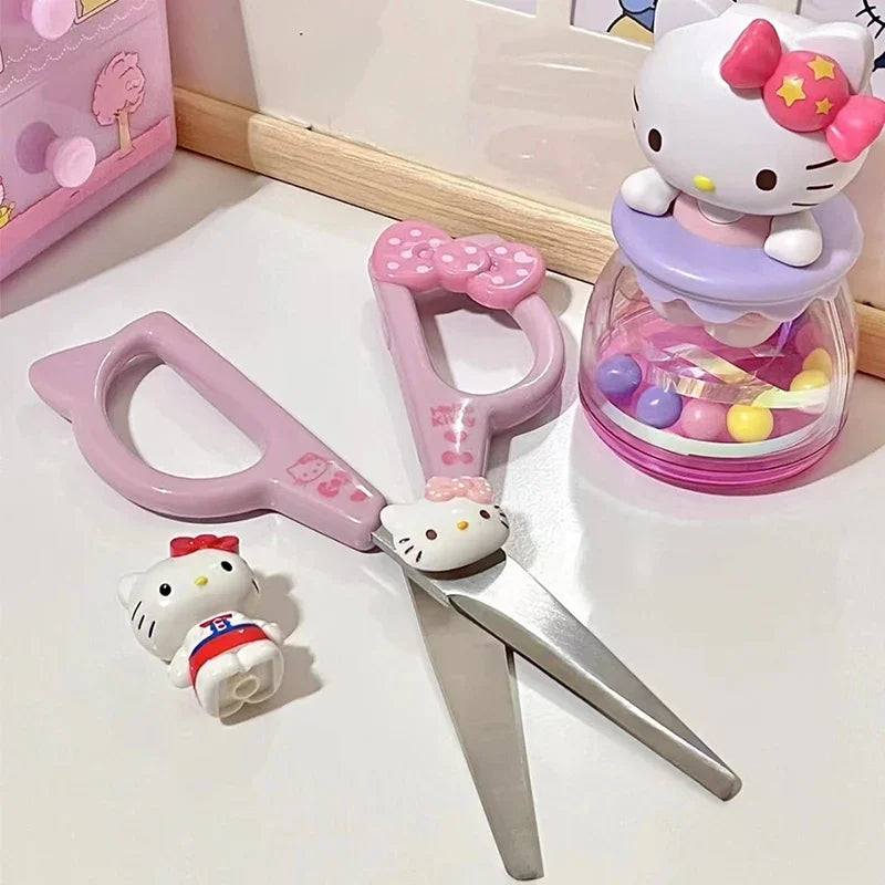Sanrio Hello Kitty Hand Made Scissors Kawaii Kt Cat Art Scissors Kid Stationery School Office Supplies Girls Gifts