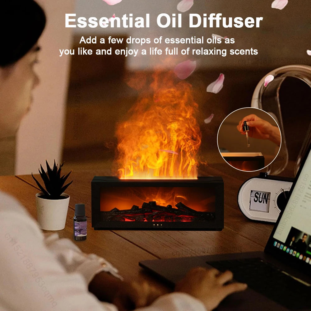 Flame Aroma Humidifier – Essential Oil Diffuseur & Night Light