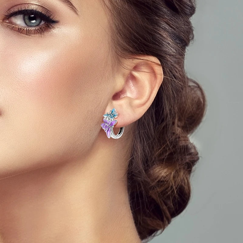 925 Sterling Silver Nature-Inspired Earrings - Butterfly, Bee & Flower Collection