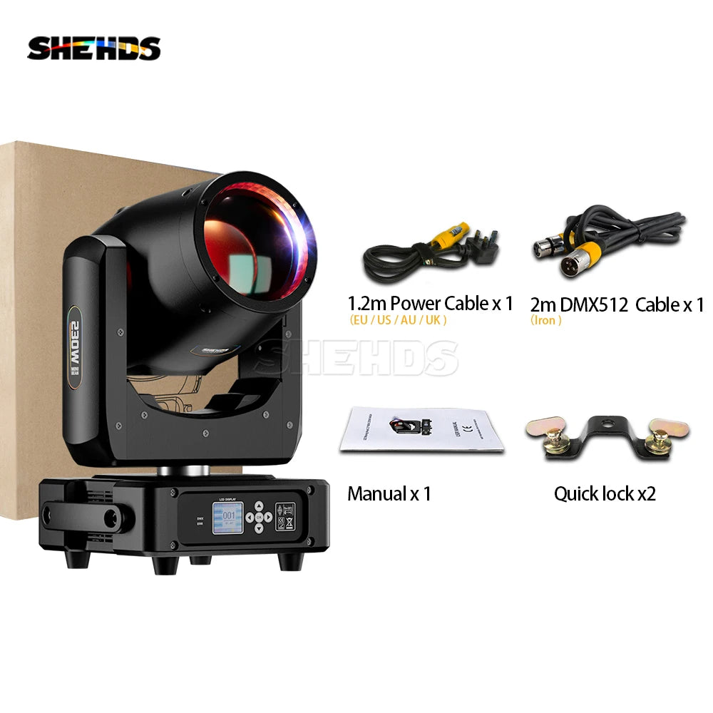 SHEHDS Flight Case With New Upgrade Super 230W 7R Beam Moving Head Lighting For DJ Disco Wedding Christmas Lights Audience