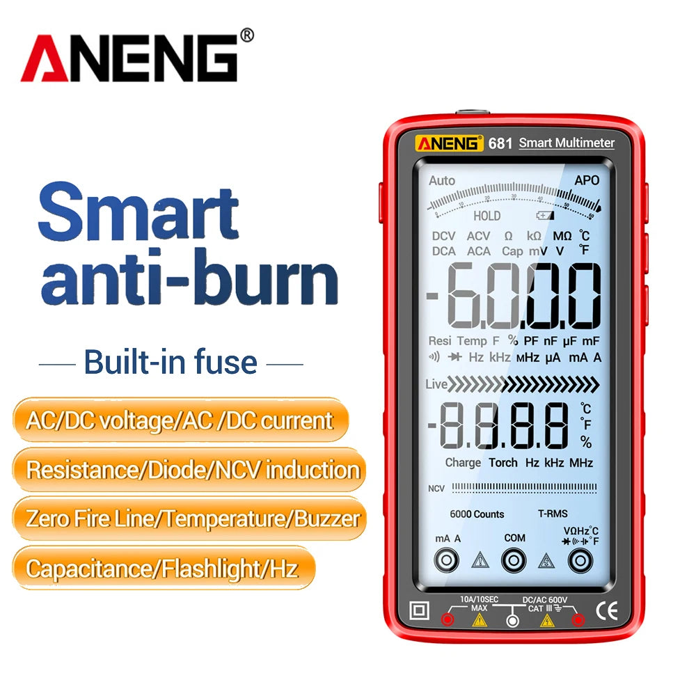 ANENG 681/682/683 Pro 6000 Count Rechargable Digital Multimeter Non-contact Voltage Tester Current Meter Electric Measuring Tool