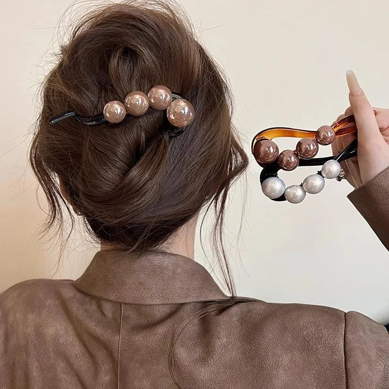 Vintage S Shape Plush Ball Dried Rose Hairpins For Women Ponytail Twist Hair Clips Fashion Shark Clip Barrettes Hair Accessories