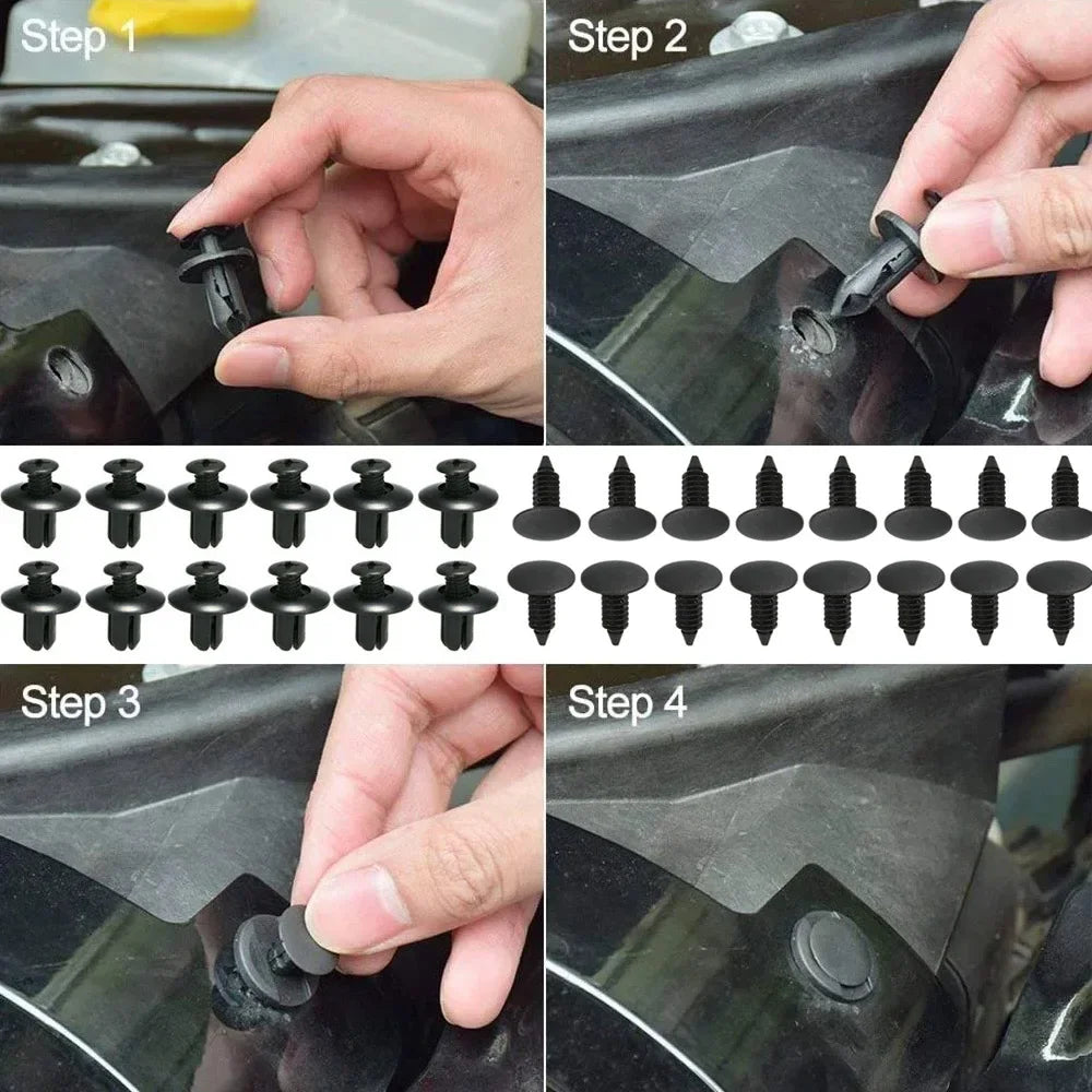 Car Retainer Clips - 190 Pcs, 6 Sizes, Auto Push Pin Rivets Clip Fasteners