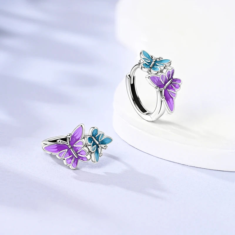 925 Sterling Silver Nature-Inspired Earrings - Butterfly, Bee & Flower Collection