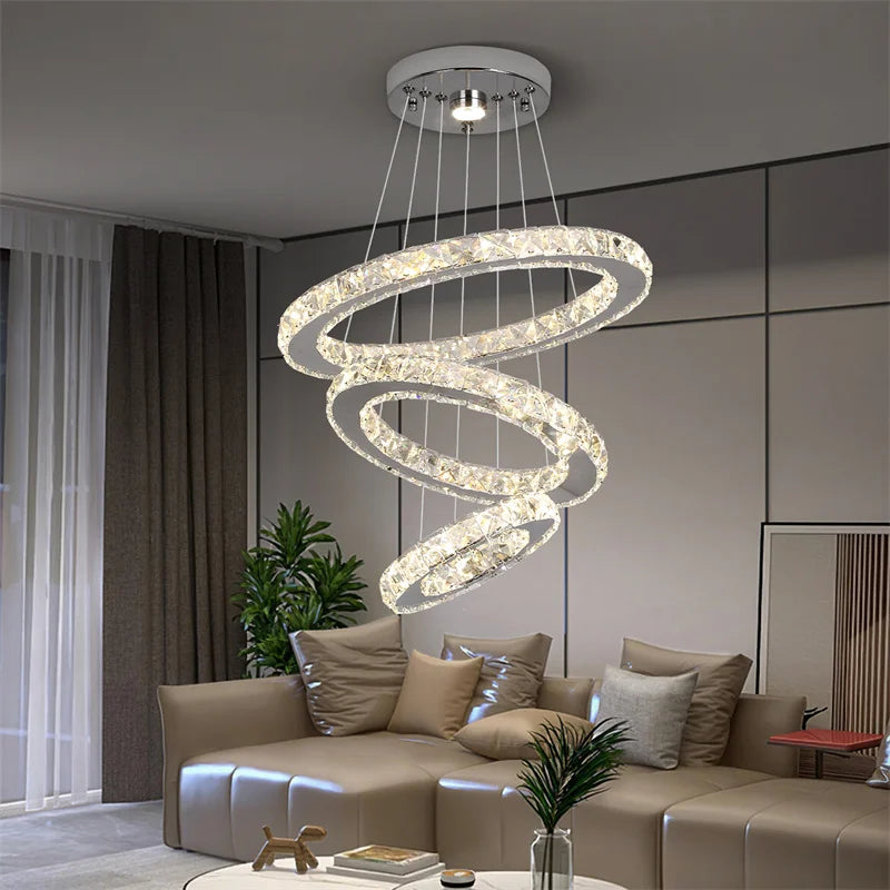 Modern Crystal Led Chandelier Lamp Luxury Decor Living Room Ceiling Lights Hanging Lighting Fixture Plafon Lustre Luminaire