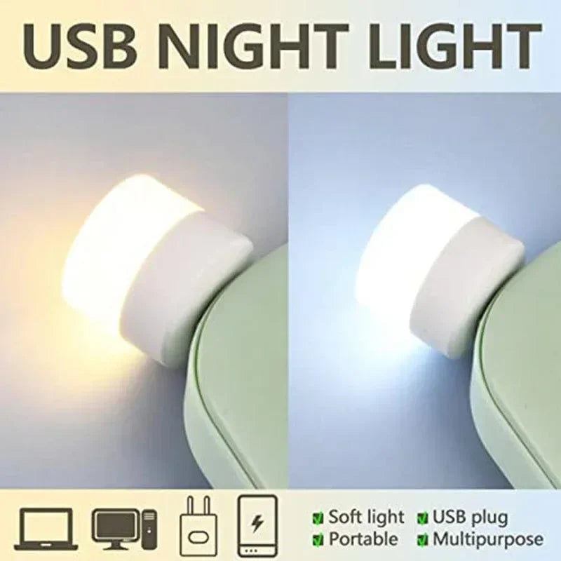 1-10Pcs Mini USB Night Light Warm White Eye Protection Book Reading Light USB Plug Computer Mobile Power Charging LED night Lamp