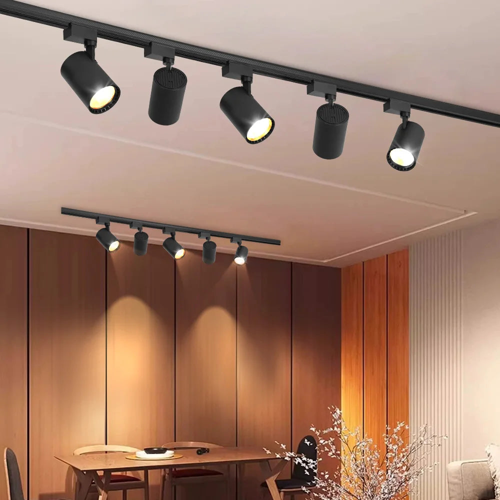 LED Track Light 220V Ceiling Spot Led 12/20/30/40W Ceiling Lamp for Living Room Kitchen Line Lighting Rail Systems Spotlight Set