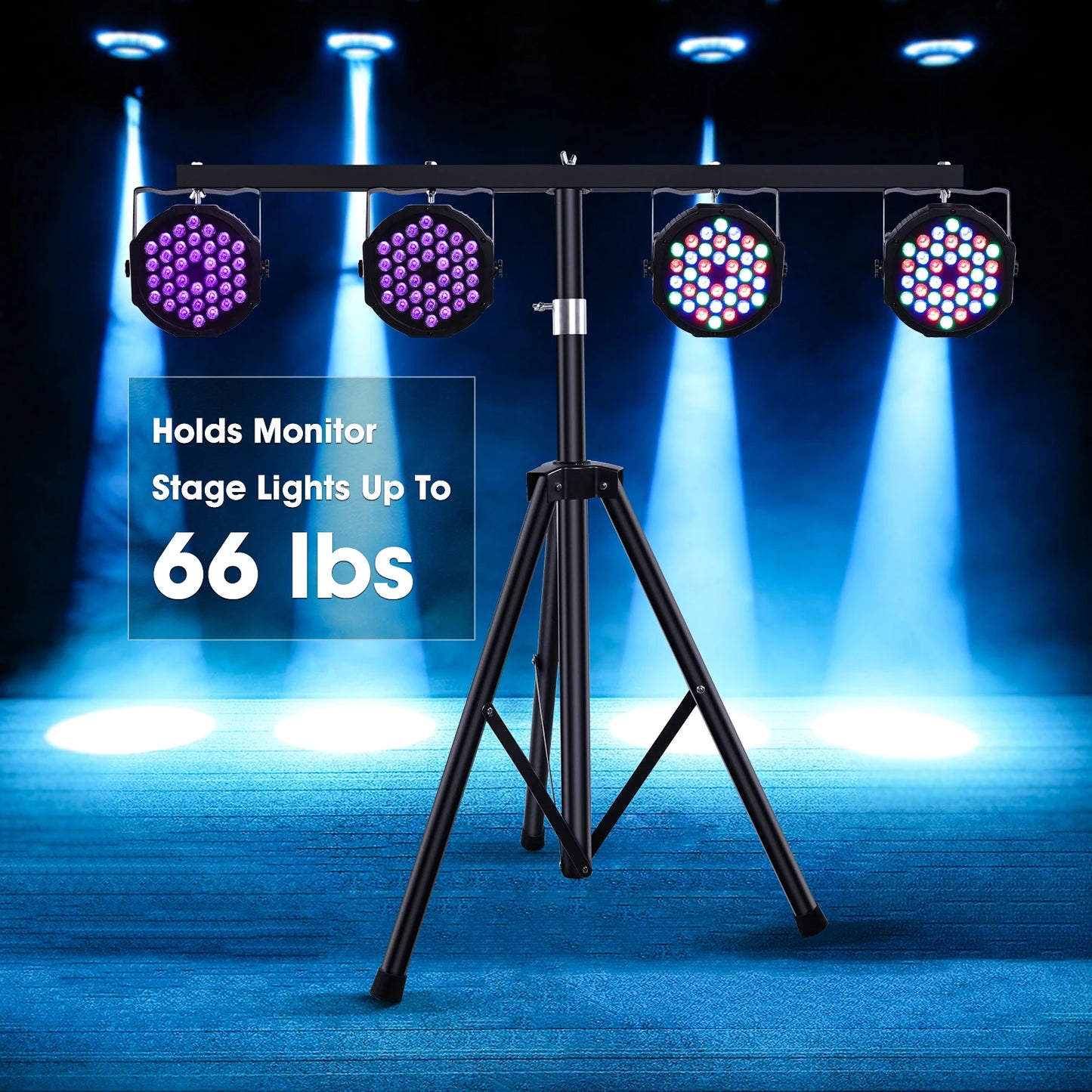Stage Light Bracket Support DJ Lighting Adjustable Tripod Stand with Top T Bar for Par Lights Stage Lighting Fixture Disco Party