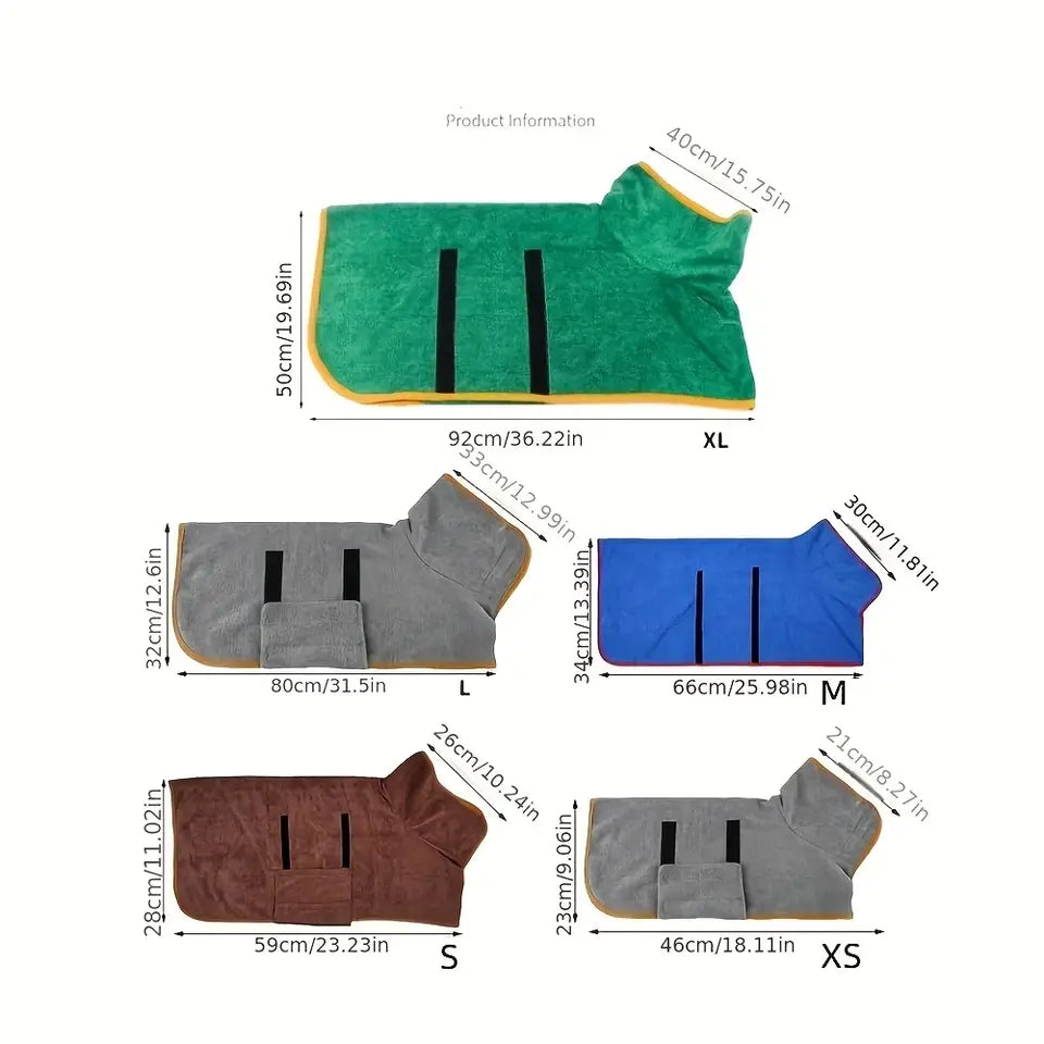 Dog Super Quick Dry Absorbent Dog Towel Bathrobe