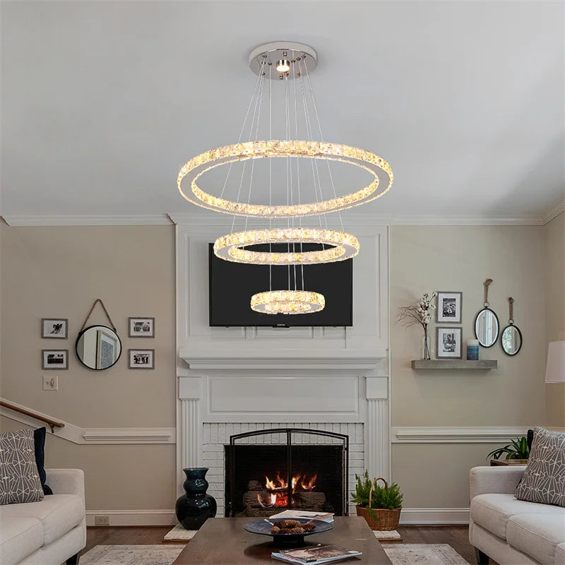 Modern Crystal Led Chandelier Lamp Luxury Decor Living Room Ceiling Lights Hanging Lighting Fixture Plafon Lustre Luminaire