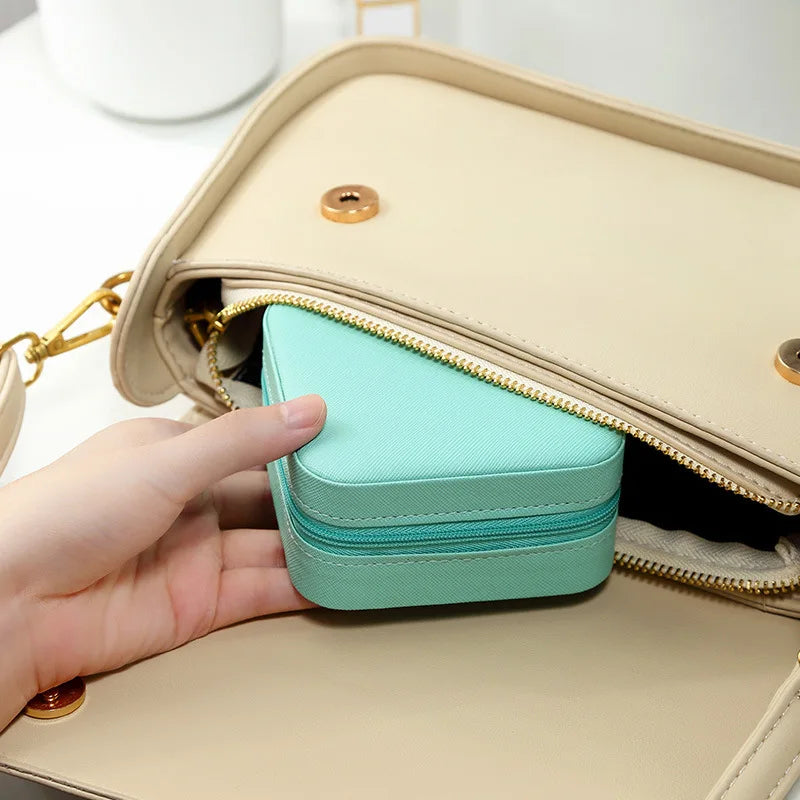 Simple ins macaroon jewelry box travel travel studs necklace ring jewelry box, portable