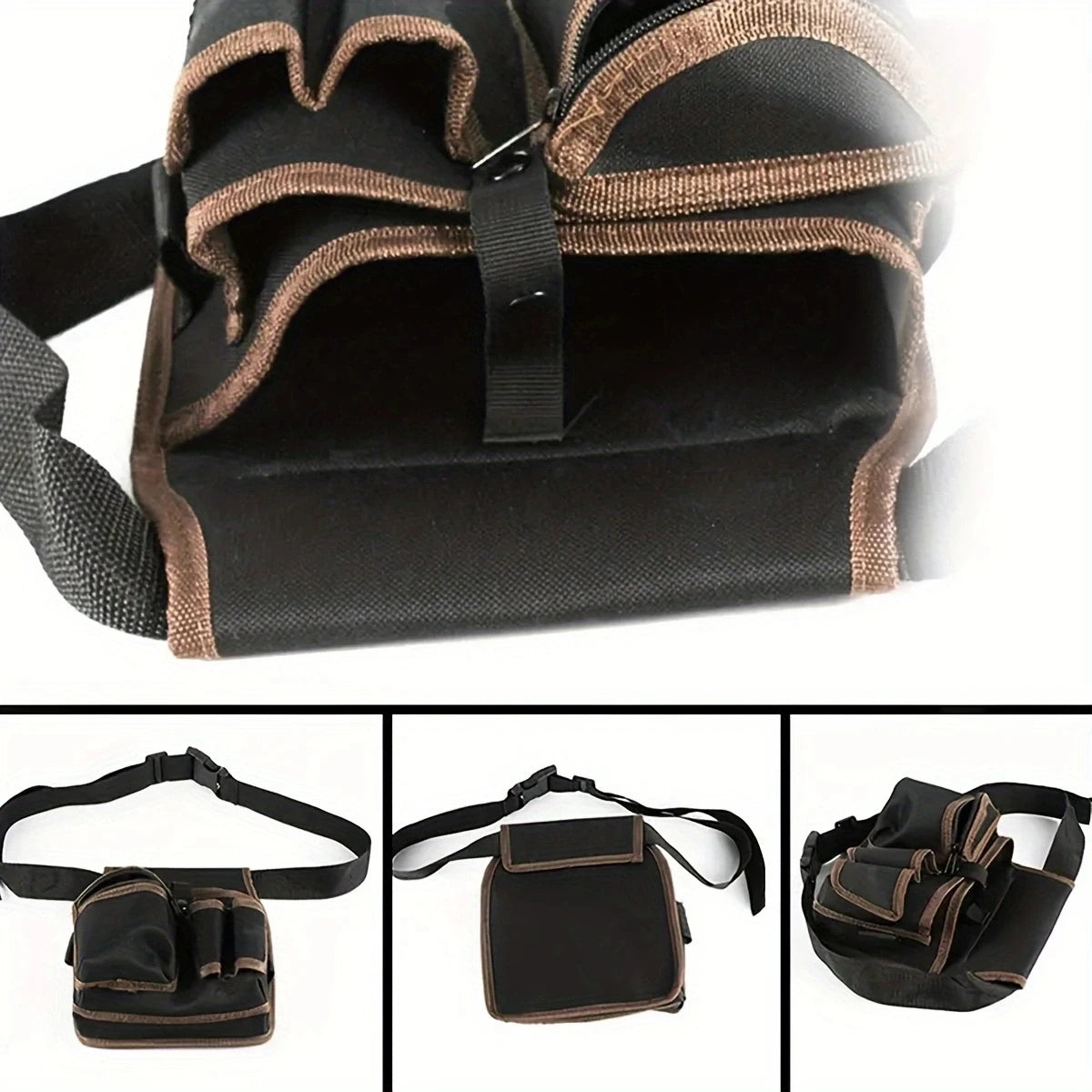 Hardware and electrician's tool bag, multi-purpose waist-hanging bag, maintenance bag, electrician's waist pack. One piece.