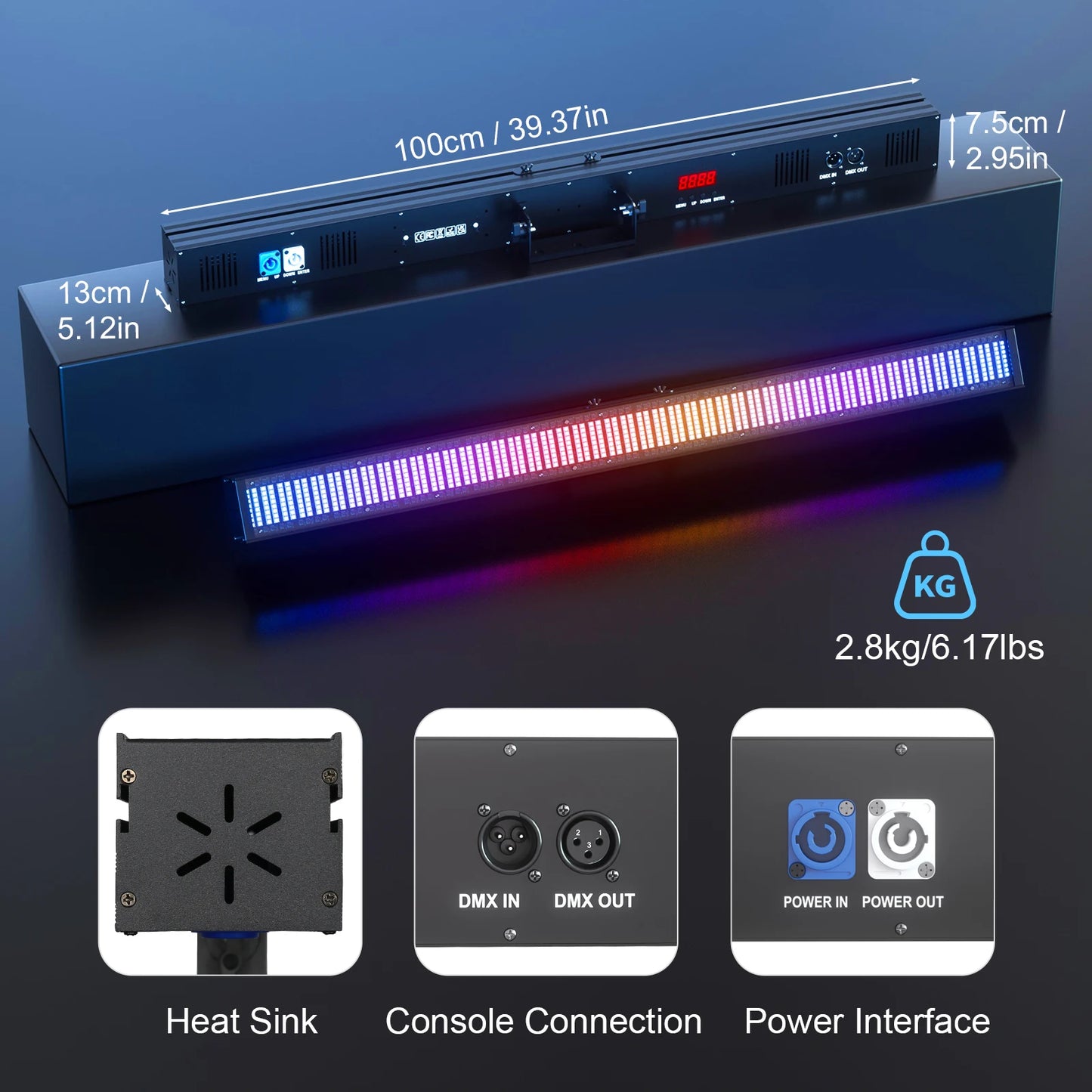 U'King 150W 768LEDs Pixel Wall Washer Light 150W RGB LED Stage Light Bar Commercial Lighting For Wedding Party KTV Bar