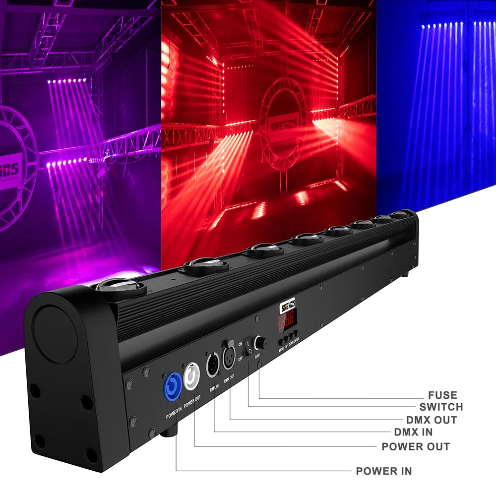 2/4pcs 8x12W RGBW LED Strip Beam Moving Head Light for DJ Disco Party Wedding KTV Bar DMX512 Control SHEHDS Stage Lighting