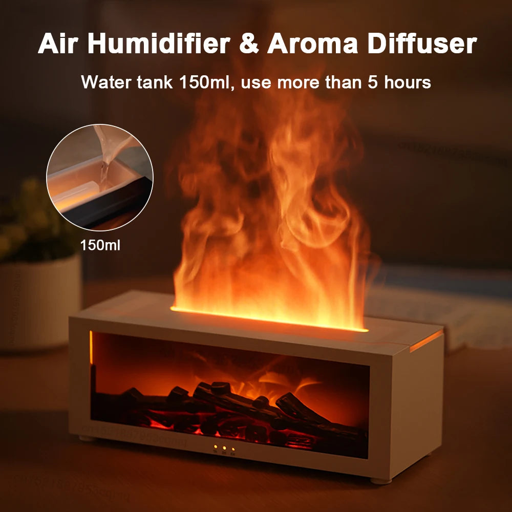 Flame Aroma Humidifier – Essential Oil Diffuseur & Night Light