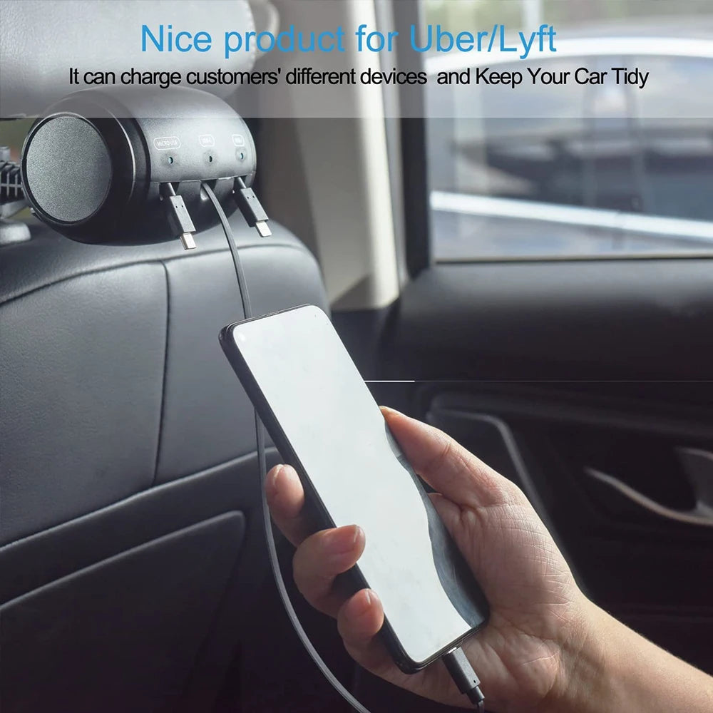 3-in-1 Retractable Backseat Car Charging Station