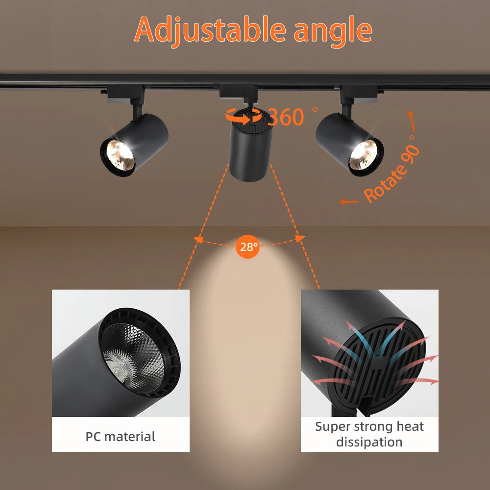 LED Track Light 220V Ceiling Spot Led 12/20/30/40W Ceiling Lamp for Living Room Kitchen Line Lighting Rail Systems Spotlight Set