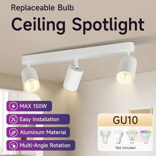 GU10 Led Spotlight Replaceable Bulb Track Light 110V 220V Led Ceiling Lighting Indoor for Home Decor Kitchen Fixture Track Light