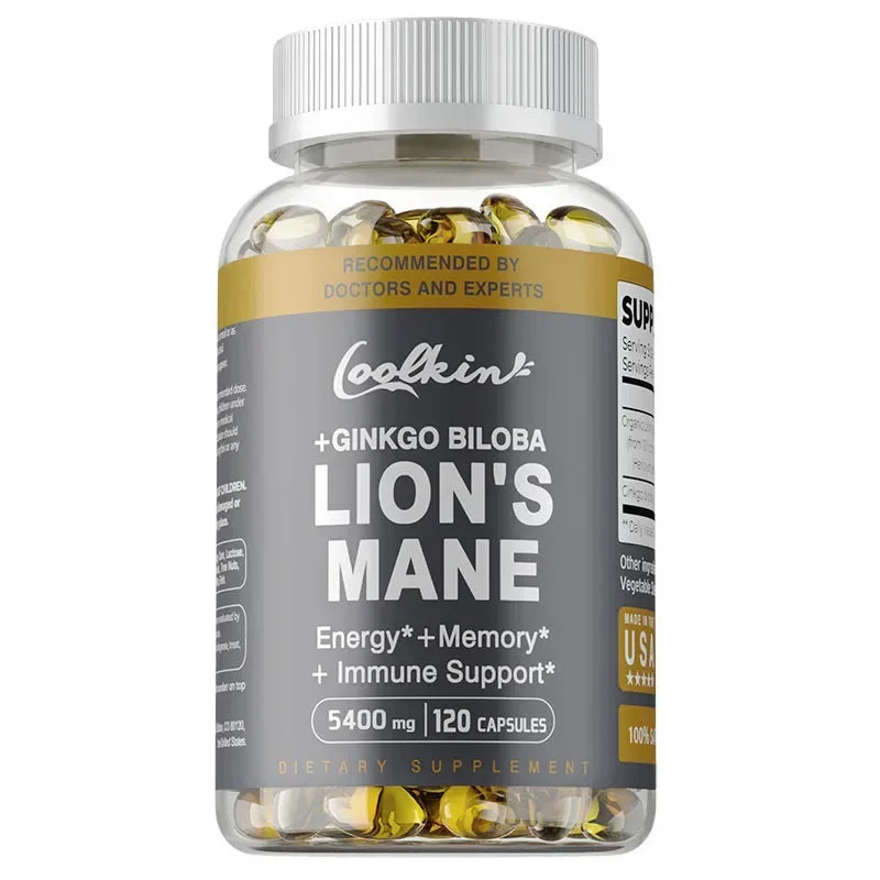 Lion's Mane Mushroom Capsules - Benefits Brain and Memory, Boosts Immunity, Boosts Energy, Improves Mood and Stress